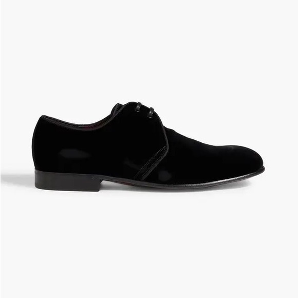 Dolce & Gabbana Velvet Derby Lace-Up Shoes Black Men’s Size 7.5